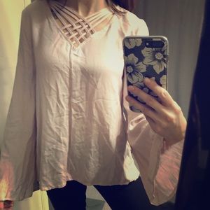 NWT Pink Republic Strappy Bell Sleeved Top
